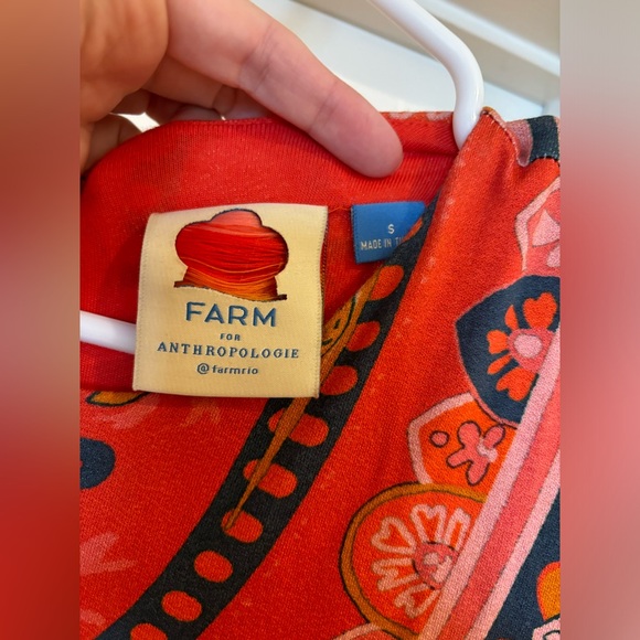 Farm Rio for Anthropologie Orange and Navy Giannina Sheath Dress -Sz Small - Picture 4 of 8